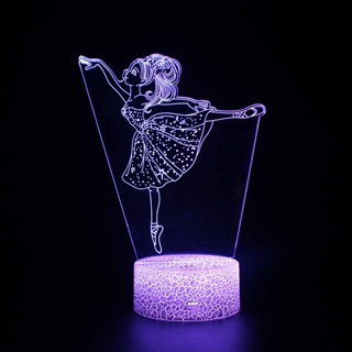 Balletdans 3D lampe med 16 lysfarver - dæmbar